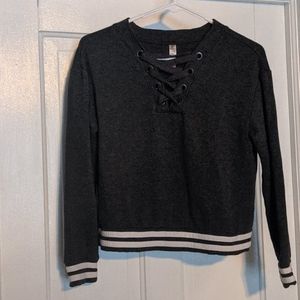 90 Degree Charcoal Lace Up Sweatshirt